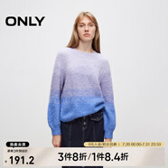 ONLY秋冬柔軟舒適漸變燈籠袖圓領(lǐng)毛衣針織衫女|124313008 I33 藍(lán)紫色塊 XS (155) 76A