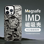 繪色師 適用蘋果16promax磁吸手機(jī)殼潮牌16Pro彩銀iPhone16超火十六全包男2025新款歡愉小新保護(hù)套 【IMD彩銀磁吸殼/月光黑】線條插畫CY 蘋果16plus