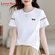 LOVER RUCCI圓領(lǐng)白色正肩短袖t恤女2025新款夏季爆款女裝顯瘦上衣半袖體恤衫 白色 (+運(yùn)費(fèi)險(xiǎn)，退換無(wú)憂) 2XL 126-135斤
