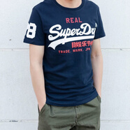 Superdry夏季印花圓領(lǐng)時(shí)尚情侶純棉潮牌短袖歐美T恤男女上衣 藏青色 2XL 成人