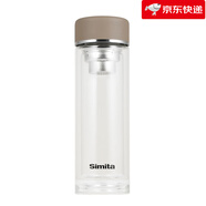 施密特（simita）【新品】Simita宇碩雙層玻璃杯家用男女士水杯便攜泡茶杯定制高硼 棕色320ML