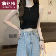 俞兆林（YUZHAOLIN）品牌新款重工流蘇水背心上衣2025新款歐美純欲辣妹設計打底外穿吊 黑色 M 建議(80-100斤)