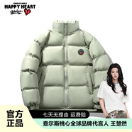 查爾斯桃心冬季學(xué)生潮流加厚立領(lǐng)保暖寬松基礎(chǔ)款簡約面包服棉服外套男女同款 綠色. 3XL