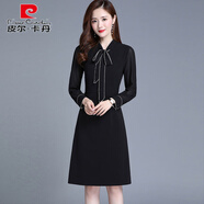 皮爾卡丹復(fù)古赫本小黑裙洋裝女秋季2025新款女裝收腰顯瘦氣質(zhì)感裙子 4101%23黑色 L :115斤內(nèi)