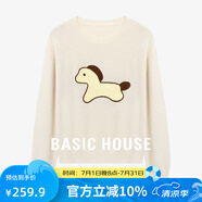 Basic House/百家好簡約風(fēng)小馬印花套頭毛衣秋韓版圓領(lǐng)上衣針織衫 米杏 M (105-115斤）
