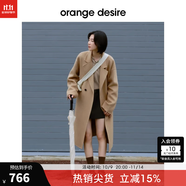 orangedesire 【明星同款爆款0117】廓形長(zhǎng)短款羊毛澳毛毛呢大衣2024秋新 中長(zhǎng)款-沙漠駝 XL