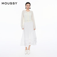 moussy 女裝新品簡約淑女風(fēng)通勤薄款針織開衫女028ISZ70-3051 010白色 均碼