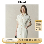 ELAND【100%棉】衣戀連衣裙女甜美H型微落肩中長款裙子25夏季新款 象牙白/白色(39)Ivory L /170