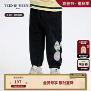 Teenie Weenie Kids小熊童裝春季款男女寶寶時尚印花束口牛仔褲 牛仔色 110 cm