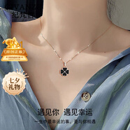 紀梵哲輕奢四葉草項鏈女生吊墜手鏈七夕情人節(jié)生日禮物送女朋友老婆女友 感溫變色四葉草項鏈(黑紅雙面)