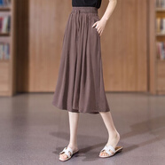 伊離姿夏季薄款2025新款涼涼垂感時(shí)尚裙褲冰絲褲寬松顯瘦遮肉洋氣闊腿褲 摩咖色中褲 2XL 建議125-140斤