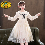G.DUCKKIDS公主裙女童禮服2025秋裝新款洋氣兒童春秋連衣裙童裝大童秋款裙子 L02長(cháng)袖香檳色 130 cm