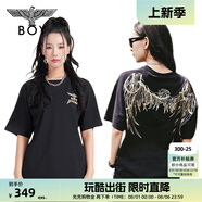 BOY LONDON【金翼鎖鏈】夏季短袖情侶款翅膀燙金潮牌圓領(lǐng)T恤N01918 黑色N01021經(jīng)典款 L