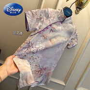 迪士尼（Disney）女童旗袍夏季連衣裙2025兒童新款中國中式國風(fēng)女孩小女孩漢服 丁香結(jié) 140