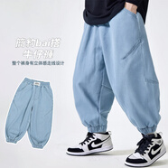 悠悠童話（YOUYOUTONGHUA）悠悠童話兒童薄款牛仔長褲夏季2025新款男童上衣潮牌悠悠童話童裝 藍(lán)色 140 適合身高134-143cm