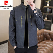 皮爾卡丹（pierre cardin）高端皮衣男2025復古春秋季水洗鉚釘寬松立領(lǐng)機車(chē)PU夾克休閑男外套 黑色 S