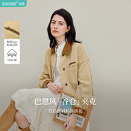 茵曼巴恩風(fēng)牛仔夾克外套2025秋女裝新款落肩袖上衣 淡卡其 M