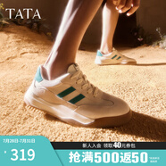 他她（TATA）男士阿甘男鞋復古德訓鞋男運動休閑鞋厚底板鞋小白鞋PCB01AM3 米/綠 40