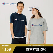 Champion夏季經(jīng)典款印花草寫(xiě)LOGO圓領(lǐng)休閑運(yùn)動(dòng)T恤無(wú)性別冠軍短袖男女情侶 黑色(偏?。?M