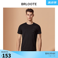 Brloote/巴魯特T恤男夏季字母膠印棉彈圓領(lǐng)休閑短袖體恤衫 黑色 165/88A