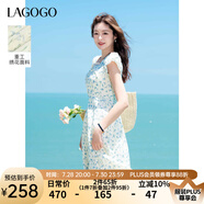 lagogo重工立體繡花連衣裙女拉谷谷2025年春夏新款碎花度假裙子 混色 XL
