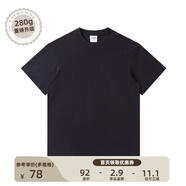 NOTHOMME日系潮牌夏季男款簡約純色圓領(lǐng)T恤情侶裝寬松打底衫 黑色280g升級 寬松版 XL (180)