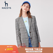 哈吉斯（HAZZYS）女裝 夏款西服外套格紋通勤氣質(zhì)小西裝女ASUSJ03BJ06 淺灰色LE 常規(guī) XL (170/92A 42)