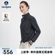 Navigare意大利小帆船寬松羊毛衫女士秋冬休閑半開領(lǐng)毛衣100%羊毛針織衫女 太空巖灰 XL