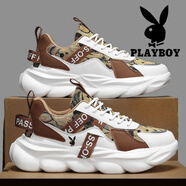 花花公子鞋子男款男鞋2025秋冬季新款厚底增高老爹鞋男潮流運動(dòng)跑步鞋男 棕色【主圖款】 CPL1259493 39