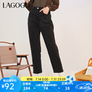 lagogo拉谷谷2023年冬新款黑色彈力高腰顯瘦直筒休閑百搭牛仔褲女 牛仔黑(W0) L 165/40