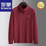 羅蒙（ROMON）胖子半拉鏈衛衣男士加肥加大碼寬松立領(lǐng)外套春秋爸爸運動(dòng)休閑上衣 2139-酒紅【搖粒絨】 XL 【110-130斤】