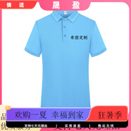 蠻威（MANWEI）夏季t恤定制logo印字短袖polo工作服刺繡工衣工裝團隊服裝文 湖藍 均碼 S