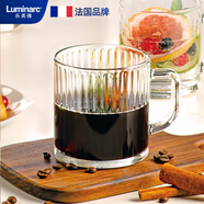 樂(lè )美雅（Luminarc）玻璃杯帶把手茶杯鋼化玻璃咖啡杯高顏值微波爐可用條紋杯500ml*2