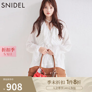 SNIDEL2025春夏新品刺繡花邊荷葉領(lǐng)喇叭袖襯衫連衣裙SWFB251065 白色 均碼 (F)