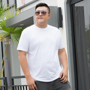 尊首（ZUNSHOU）特大碼L-9XL純色圓領(lǐng)短袖T恤男寬松休閑百搭棉短袖胖子加肥加大 白色 L