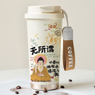 承琉佛系創(chuàng  )意保溫杯316不銹鋼大容量咖啡杯學(xué)生三飲禮物情侶四季水杯 A款