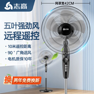 志高（CHIGO）電風(fēng)扇落地扇家用臺式夏天小宿舍遙控立式搖頭工業(yè)大風(fēng)力電扇 16英寸遙控五葉7.5H定時1.7米線