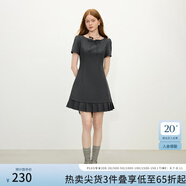 范思藍(lán)恩氣質(zhì)辣妹短袖連衣裙女2025夏新款收腰拼接百褶裙子2062 灰色 M