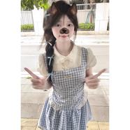 鏡莎裙子女夏季2025新款學(xué)院風(fēng)假兩件連衣裙設計感甜美氣質(zhì)學(xué)生短裙 藍色 均碼 【可備注碼數】