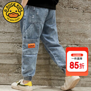G.DUCKKIDS男童加絨褲子秋冬兒童牛仔褲加厚保暖中大童運(yùn)動(dòng)褲百搭男孩長(zhǎng)褲春 藍(lán)色-春秋款 110碼 建議身高95-105cm左右