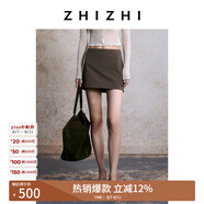 致知ZHIZHI 踏青游 極簡小短裙女2025夏季新款簡約百搭休閑通勤 橄欖棕 L