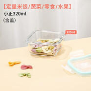 希樂(lè )扣Cilock輔食盒可蒸煮微波爐加熱碗玻璃保鮮盒食品留樣盒迷你小飯盒 小正320ml（米飯蔬菜/蘸料輔食）