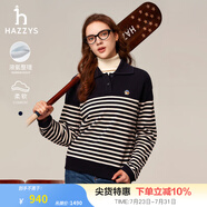 哈吉斯（HAZZYS）女裝 春秋款女【PHIZ系列】條紋長袖T恤ABTSE0BCX05 藏青色NV L （165/88A 40）