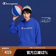 Champion【王俊凱同款】冠軍衛(wèi)衣男春秋基礎(chǔ)款棉質(zhì)美式情侶連帽套頭衫上衣 寶藍(lán)色 S