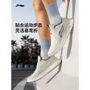 李寧（LI-NING）男鞋跑步鞋夏季新款舒適軟彈網(wǎng)面透氣慢跑鞋男運動鞋 米白色-輕弦 39