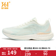 361度女鞋運(yùn)動鞋春季新款透氣回彈跑步鞋 羽毛白/薄紗藍(lán) 36