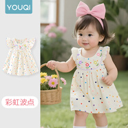 優(yōu)奇嬰兒裙子女寶寶夏季薄款公主裙女童外出夏款無袖半身裙子可愛波點(diǎn)