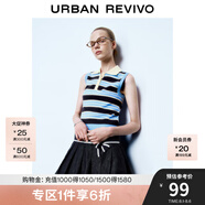 UR2025春季新款女裝學(xué)院風(fēng)撞色條紋紐扣無(wú)袖針織衫UYY950040 墨藍條紋 S