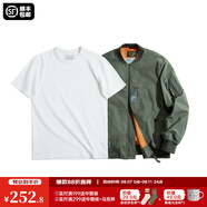 馬登工裝美式空中MA1飛行員夾克軍事風(fēng)短款外套復(fù)古棒球服男潮秋上衣 綠夾克+300G米白短t組合 M