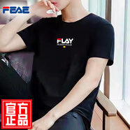 FEAE官方品牌t恤男短袖2025夏款刺繡純棉冰絲休閑簡約圓領(lǐng)大碼短袖 黑色 【國風(fēng)】 XL 【建議130-145斤】